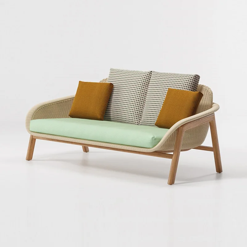 Sofa Set Nordic Outdoor Sofa Courtyard Villa Teak Rattan Sofa Combination Bed And Breakfast Balcony Garden Teak Outdoor Furnitur