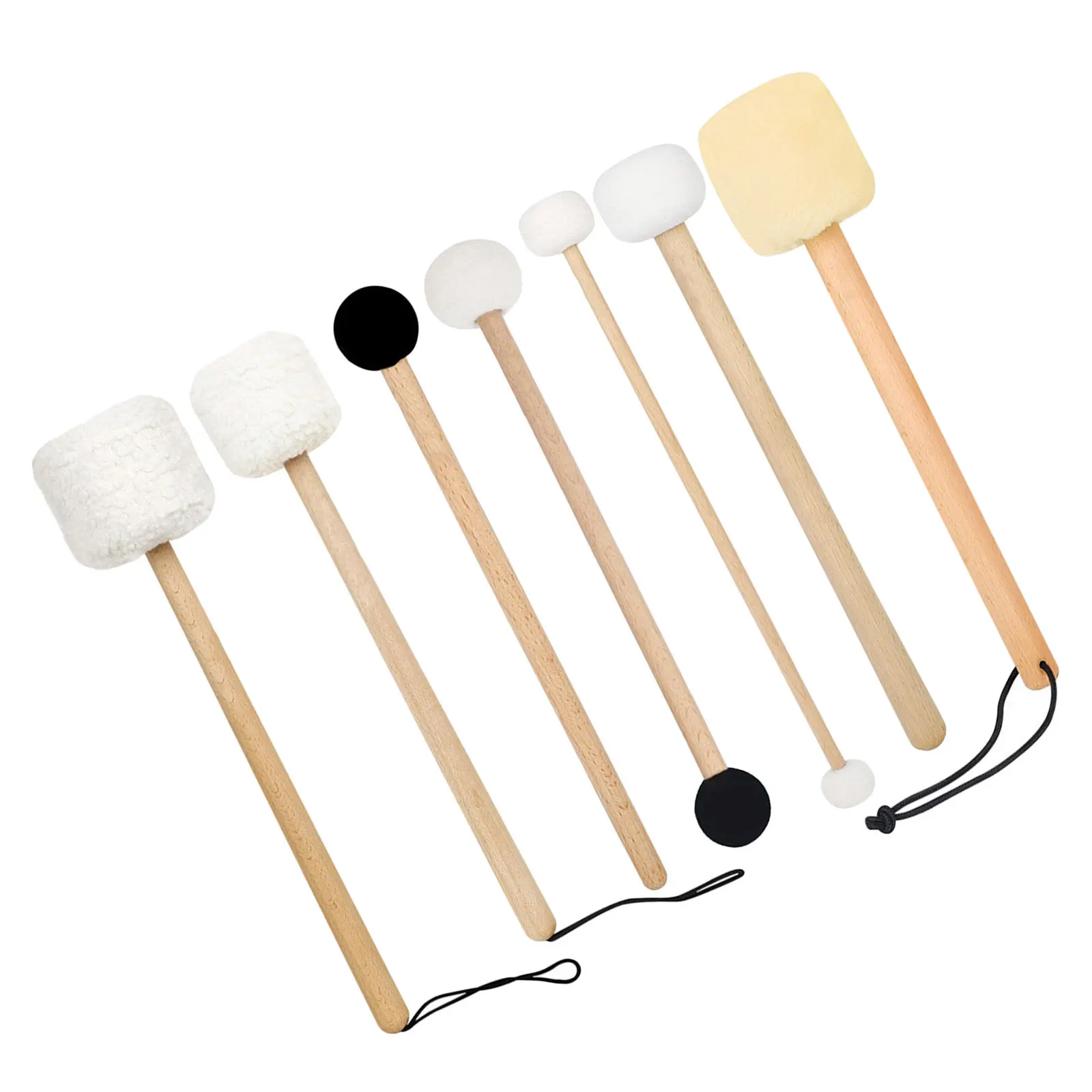

7Pcs Chanting Bowl Mallet Set Beech Rubber Lambskin Drum Mallets for Sound Bowl Therapy Meditation Music Instruments
