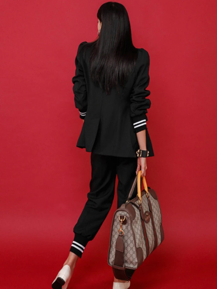 New Trouser Suits Women Temperament Fashion Black Chic Casual Coat Blazer Jacket Pants Mujer Femme Commute Outfits 2 Peice Sets