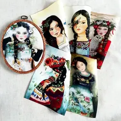 15x20cm Classical Girl Patchwork Cotton Canvas Fabric Cartoon for DIY Sewing Quilting Purse Book Cover Home Decoration Material