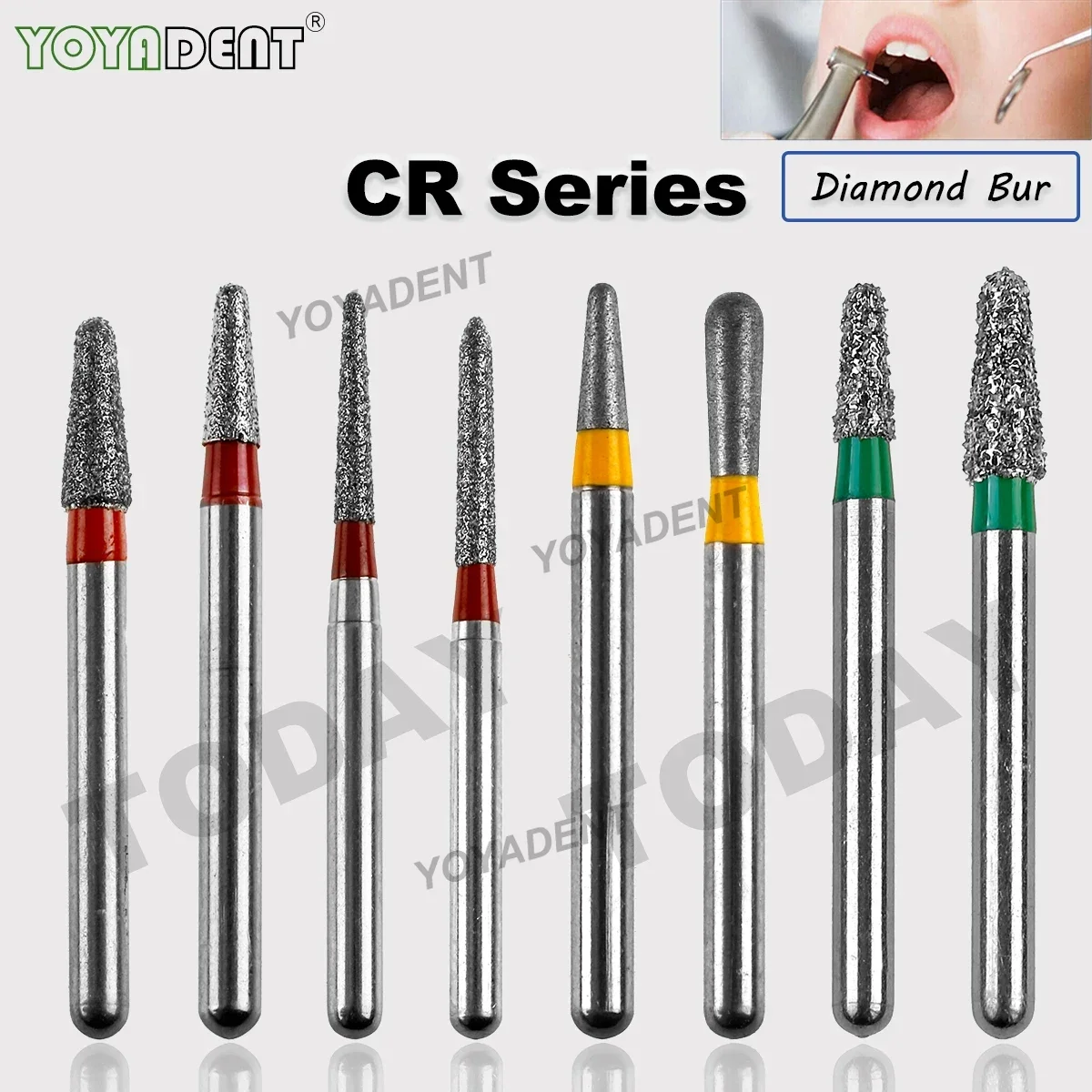 

CR Type Dental Burs Diamond Burs FG 1.6mm For High Speed Handpiecess Polishing Smoothing Dentistry Material 10Pcs/Pack