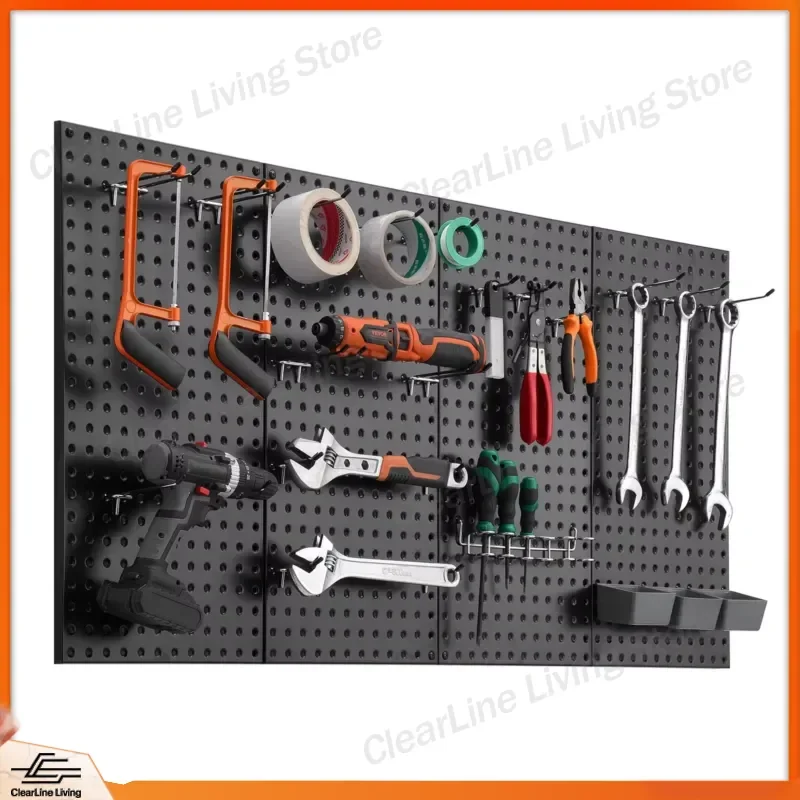 for SucceBuy 24x12 Inch 4pcs Metal Pegboard Panels Steel Wall Tools Organizer Garage Storage Peg Panel for Workbench Office
