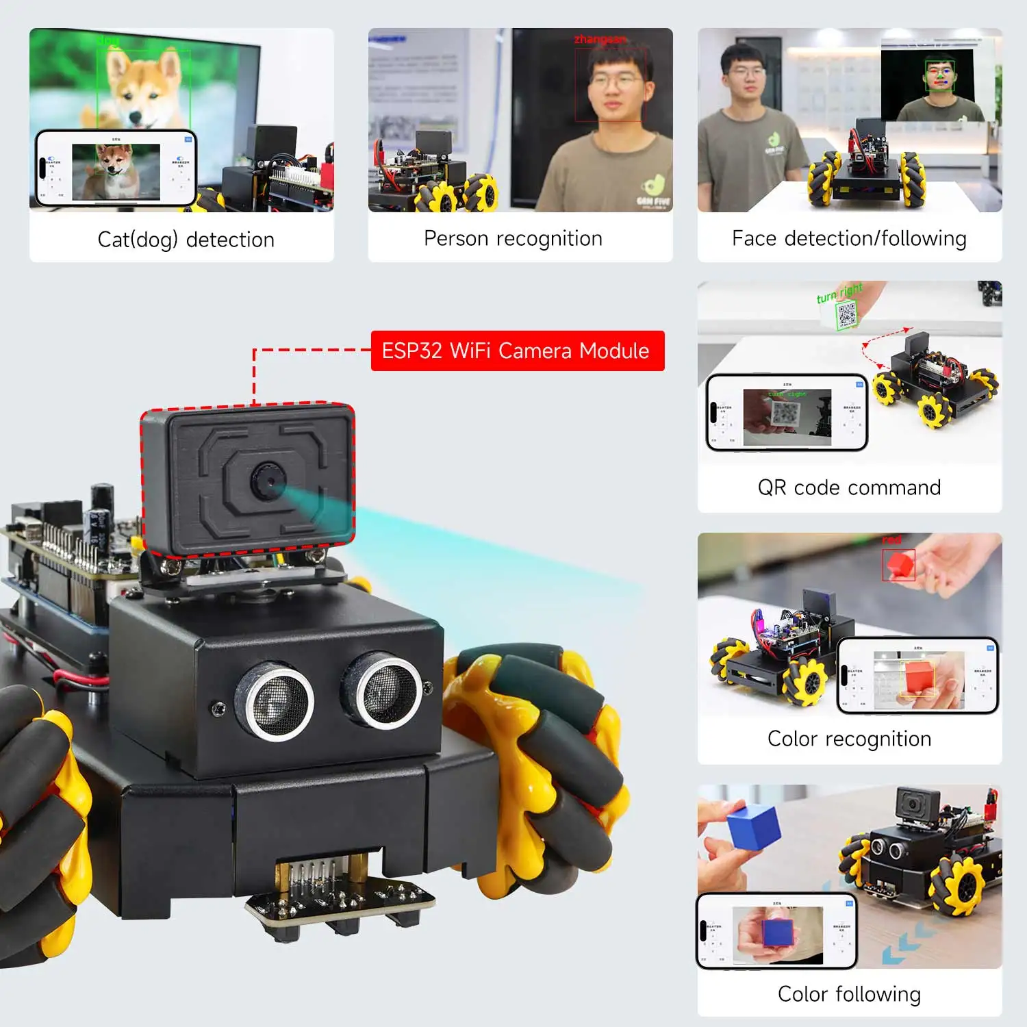 4WD Roboduino V2 AI Robot Car Kit Mecanum Wheel With ESP32 WiFi Camera for STEM Educational DIY Project