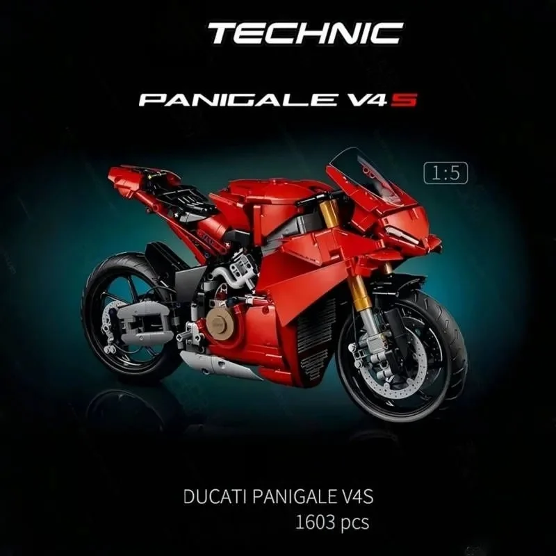 

2025 New 1603pcs Technical Ducatis Panigales V4 Assemble Motorcycle Model Built-brick Figurines for Adult Motorbike Gifts