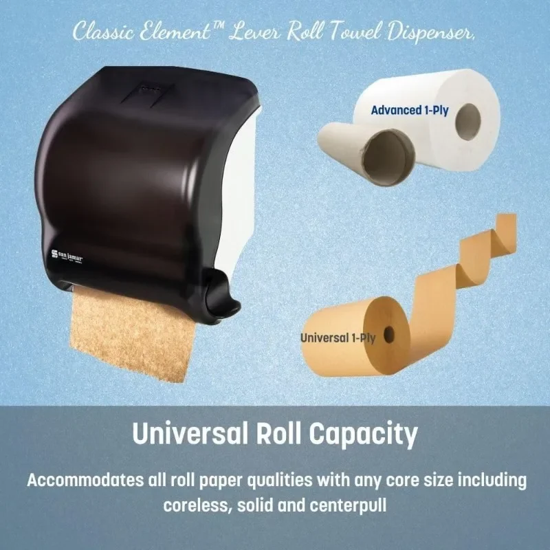 Dispenser di asciugamani di carta Element Dispenser di rotoli commerciali a parete, adatto a tutte le dimensioni del nucleo con leva per bagno, cucine