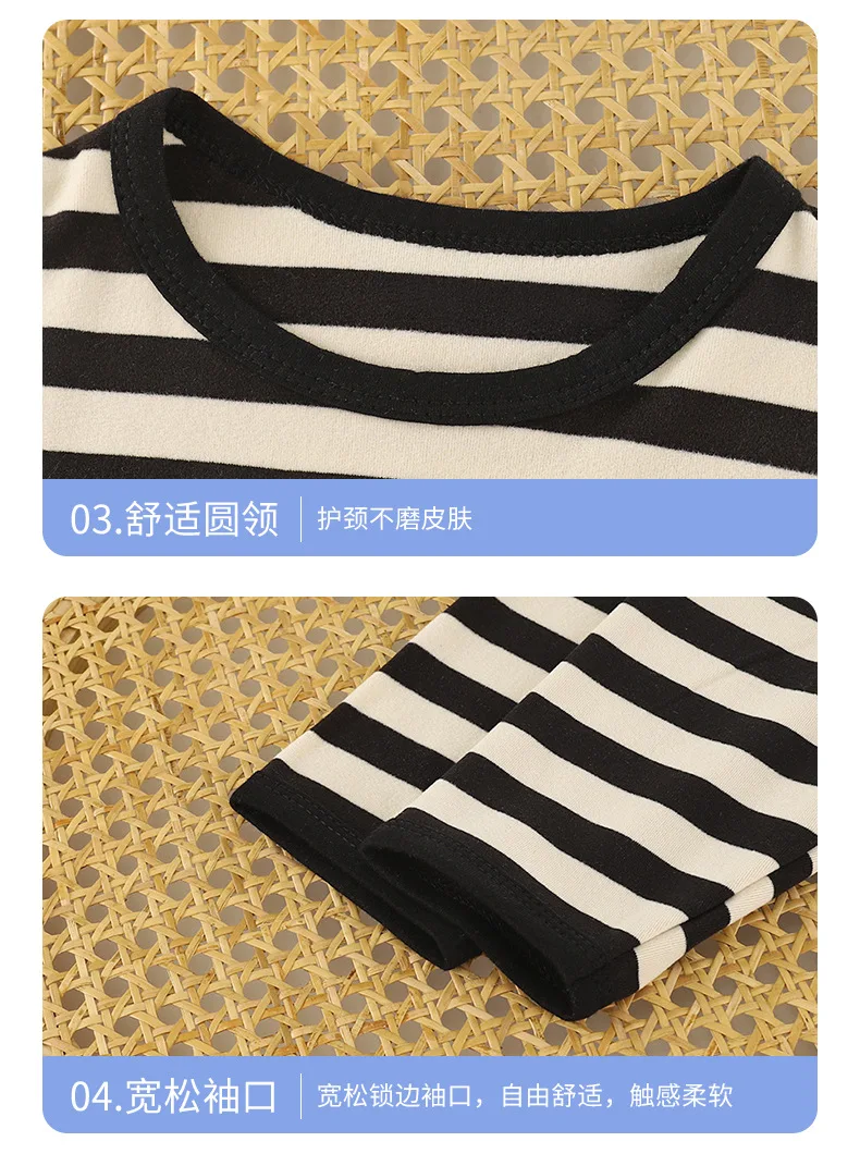 Neues Kinder Retro Gestreiftes Langarm-T-Shirt Frühling Herbst Weiches Basis-Shirt Mädchen Jungen Atmungsaktives Lässiges Baby Kinder Layering-Oberteil – Detail 16