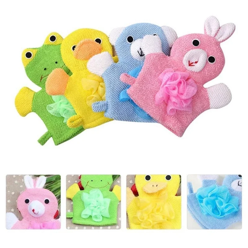 

F5 1Pcs Baby Bath Shower Gloves Cartoon Exfoliating Gloves Baby Kids Shower Gloves Scrubbing Gloves Bath Towel Mitts For Babies