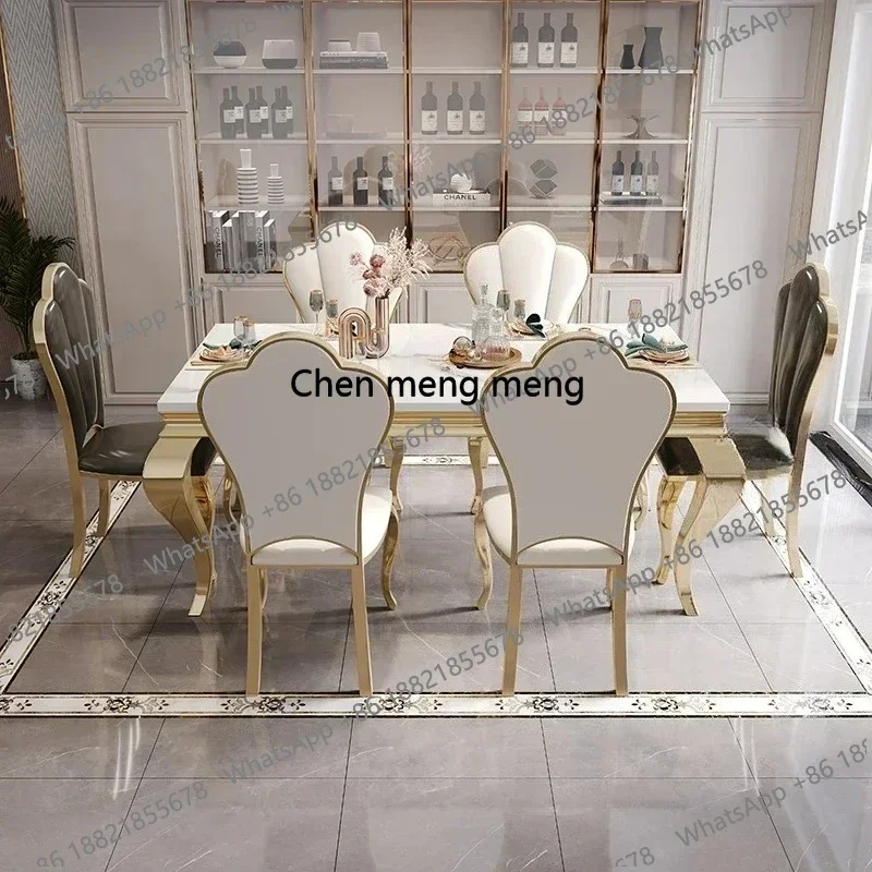

Marble Luxury Dining Table Unique Gold Individual White Italian Dining Table Rectangular Design Mesa Comedor Home Furniture