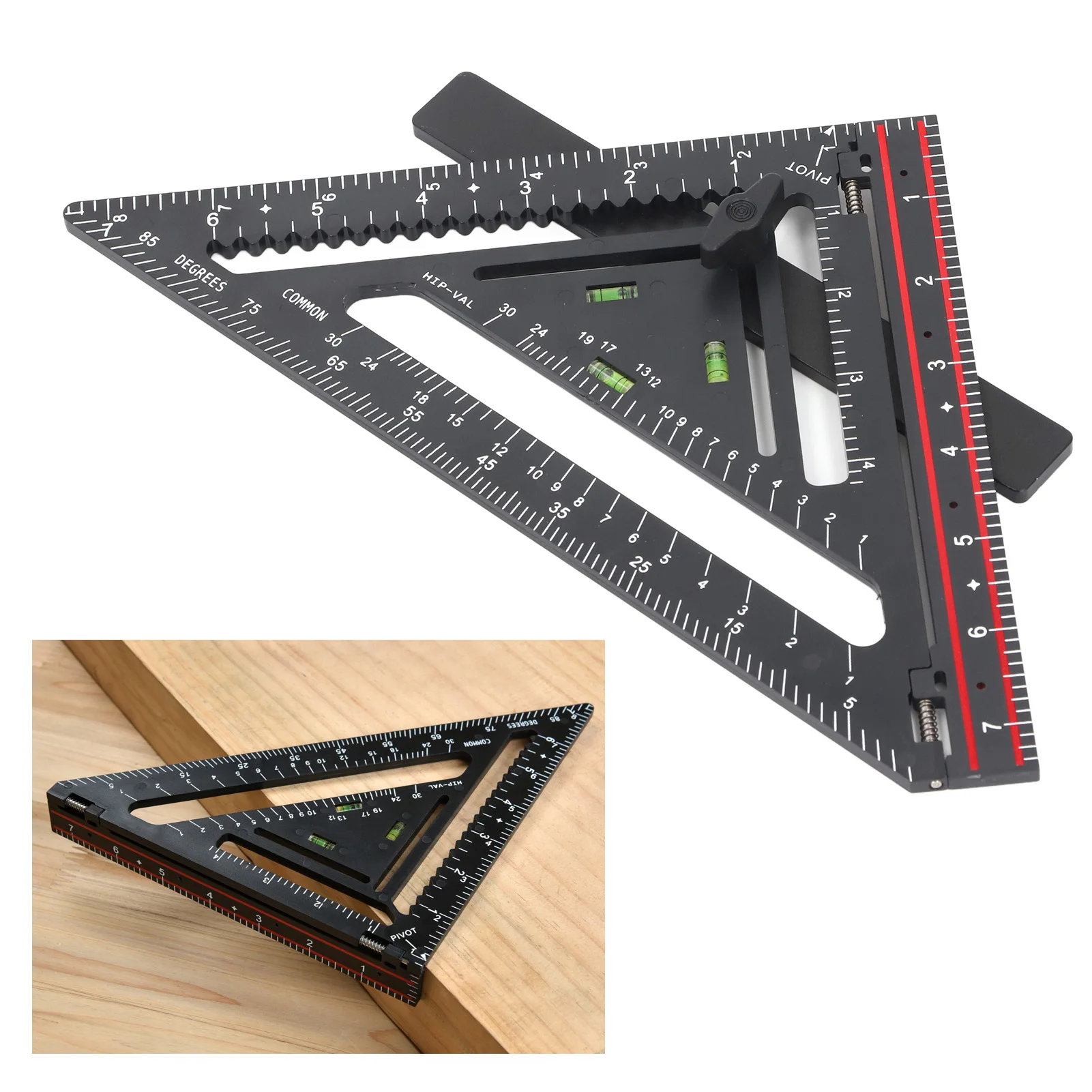 Regla triangular Escalas transparentes de 90 grados Carpintero para muebles Diseños arquitectónicos para arquitectos Diseñadores Estudiantes