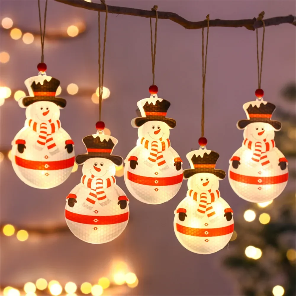 Christmas Tree Light Window Lamp Hanging Ornament Santa Claus Decoration Lights Star Snowman Indoor Lights Outdoor Tree Decor