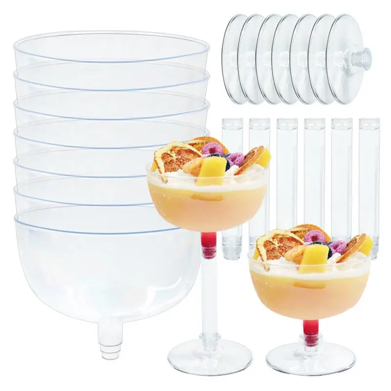 10Pcs Disposable Clear Plastic Champagne Cups Lightweight BPA-Free Goblets for Beach Party Outdoor Picnic Gathering
