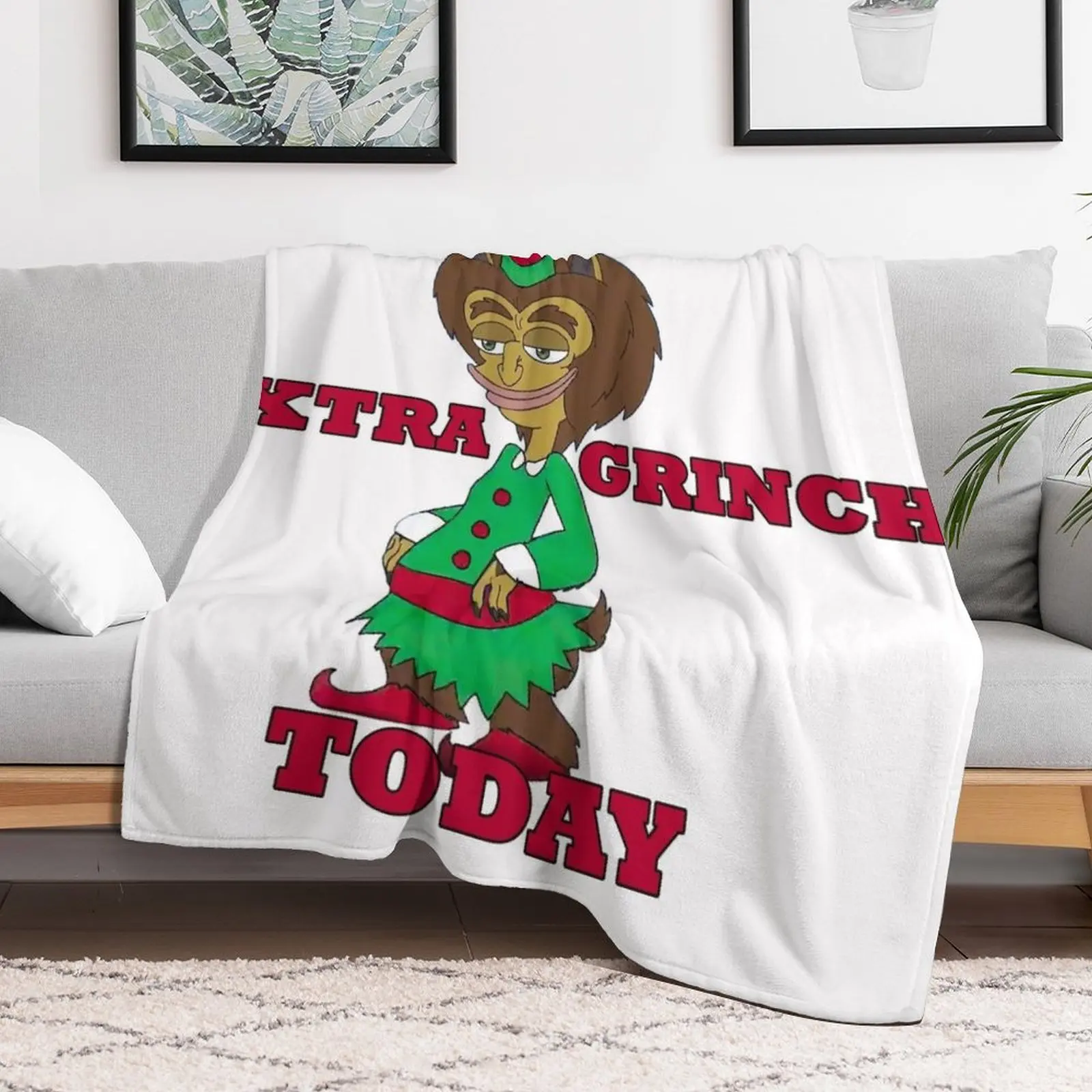 BIG MOUTH Feeling Extra Grinchy Today Maury Hormon Monster Red Throw Blanket Multi-Purpose Heavy Blankets