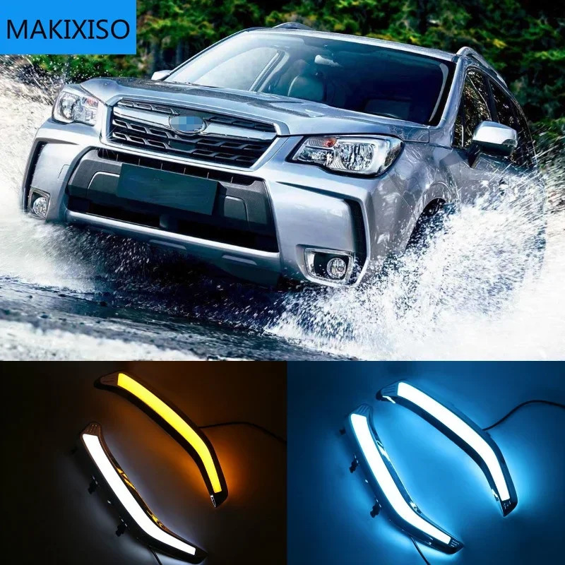 

1set For Subaru Forester 2013 2014 2015 2016 2017 2018 LED DRL Daytime Running Light Daylight Waterproof yellow Signal lamp