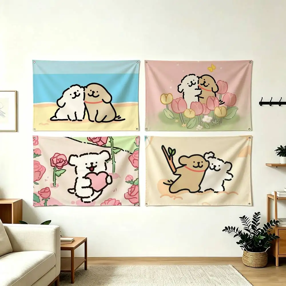 M-Maltese Cartoon Flags Wall Hanging Tapestry Outdoor Garage Room Decorative flag Background Blanket