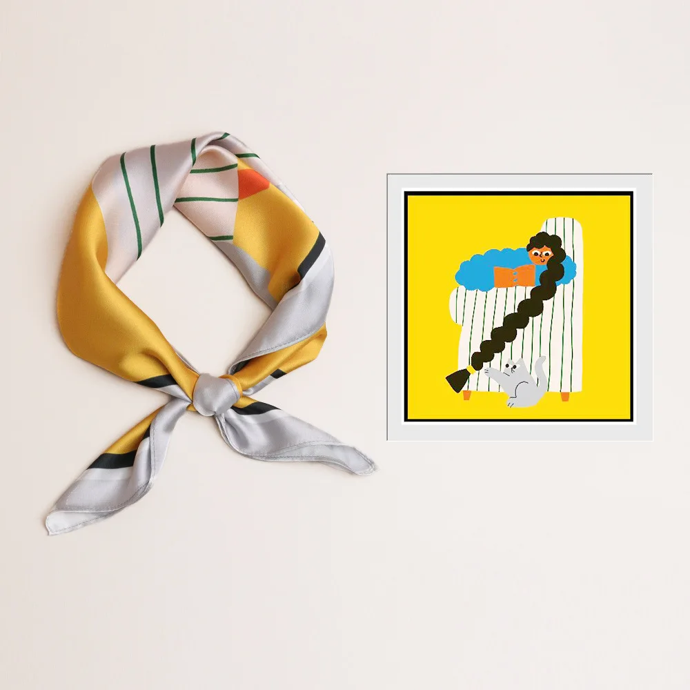 Модный квадратный шелковый шарф — универсальный женский хиджаб, шаль и повязка на голову с уникальным принтом