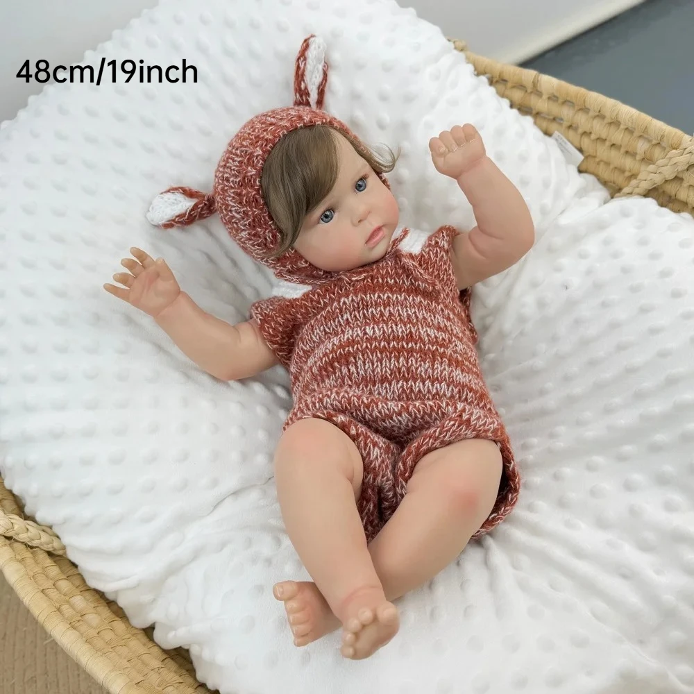 BZDOLL 48cm / 19inch Lifelike Reborn Cloth Body Baby Doll, Handmade 3D-Paint Skin with Vein, Sweet Cute Play Toy Perfect Gift