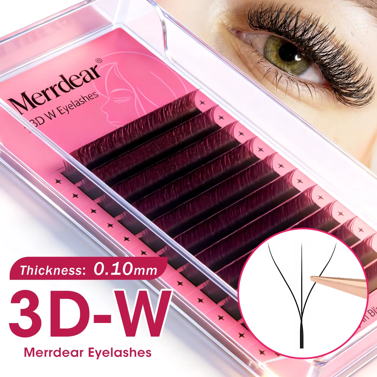 Merrdear 0.1mm W Lashes YY 3D 4D 5D Premade W-shaped Eyelash Extensions Bloom Volume Flower False Eyelashes for Beauty Makeup