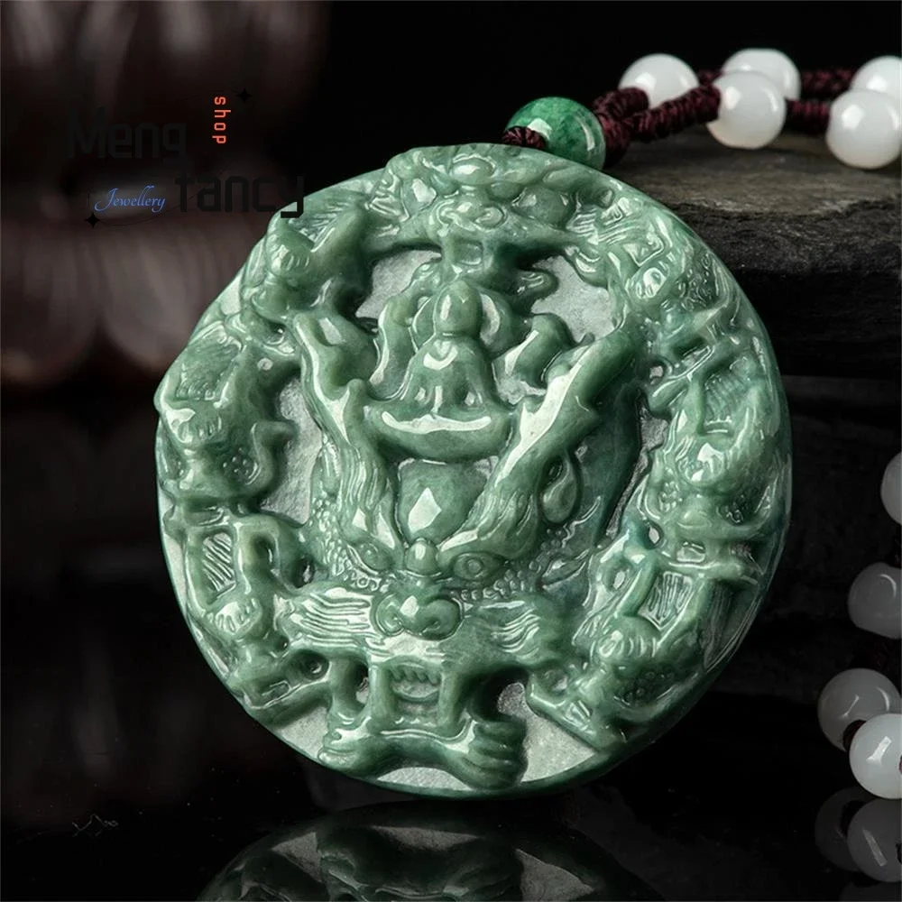 Natural A-goods Jadeite Overbearing Attract Wealth Zodiac Dragon Jade Pendant Mascots Retro Exquisite Handicraft Fashion Jewelry