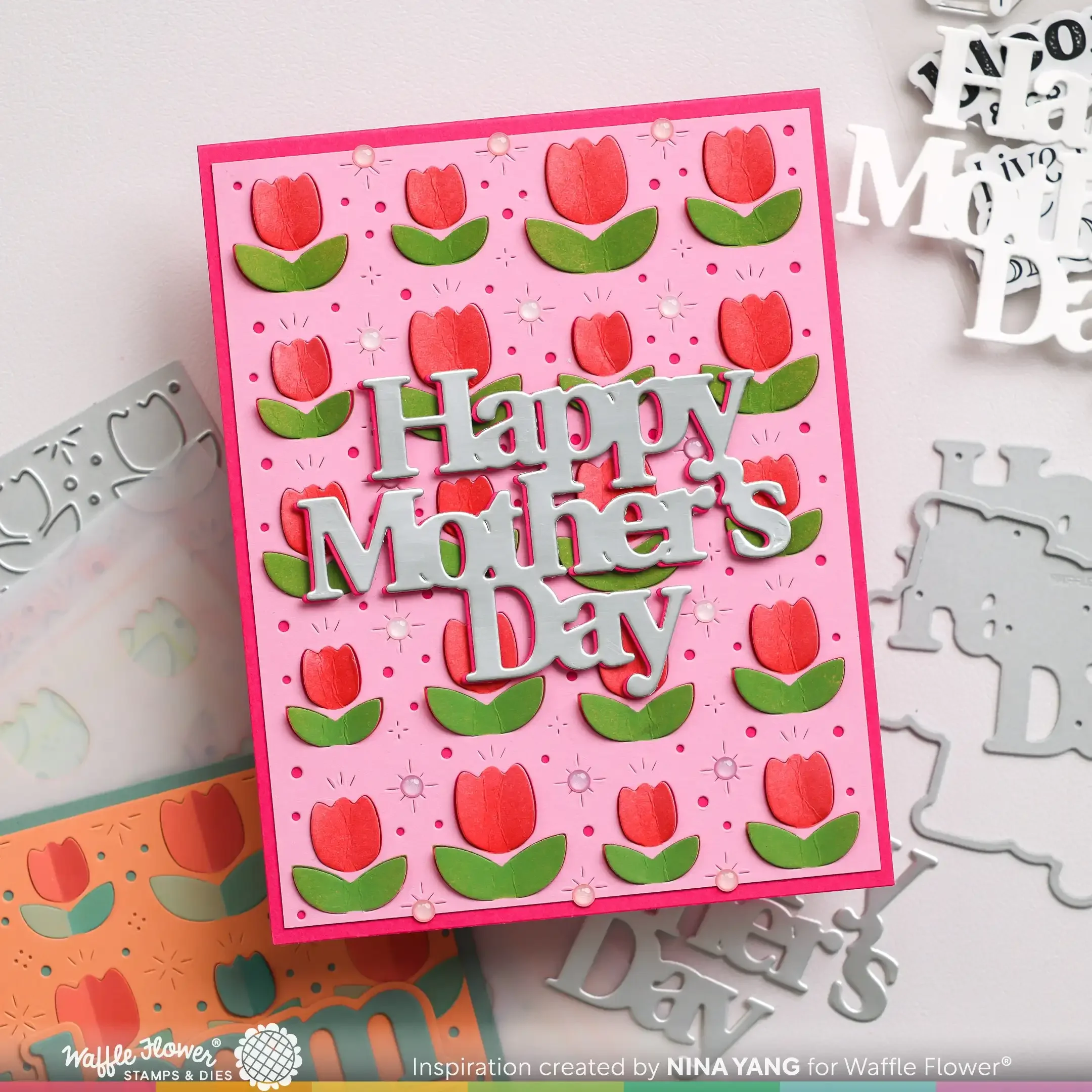 2024 New Lovely Tulips Panel Background Metal Cutting Dies and Stencil Sets Scrapbooking For Craft Greeting Card Making no Stamp