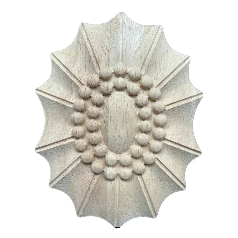 1PC 9x13x20cm Flower Carving Natural Wood Appliques for Furniture Cabinet Unpainted Wooden Mouldings Decal Decorative Figurine