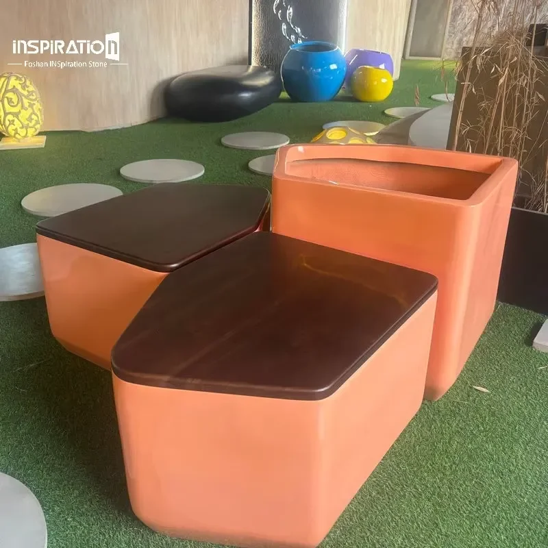 for Planting Flower Box Decorative Resin Vase for Outdoor Fiberglass Flower Box