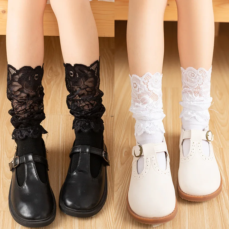 Spring and Summer New Thin Lace Phoenix Tail Children's Pile Socks Cute Cotton Girls Calf Socks