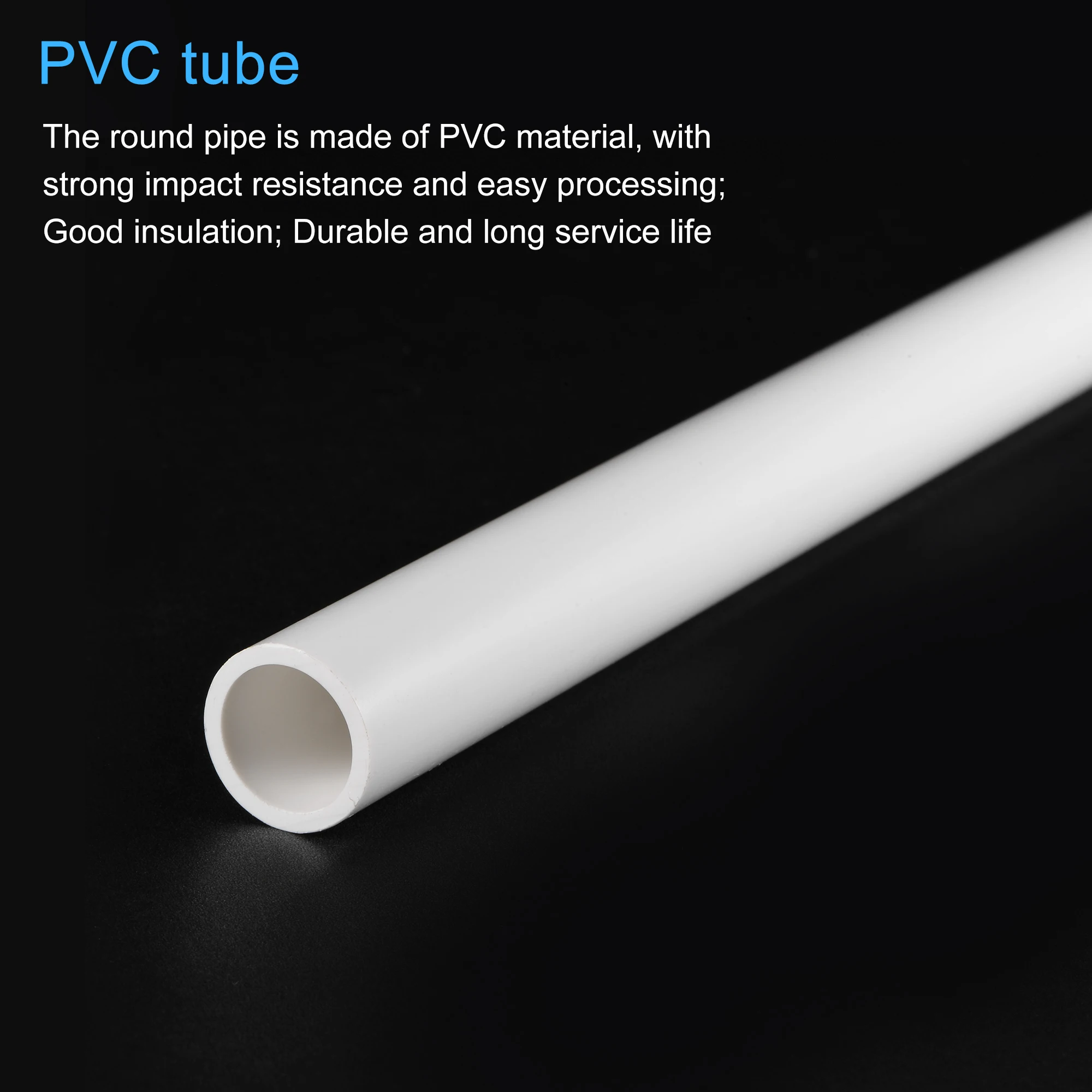 1Pcs 0.2-0.5Meters PVC Rigid Round Pipe White Tube Drain Pipe High Impact for Water Pipe,Crafts,Cable Sleeve