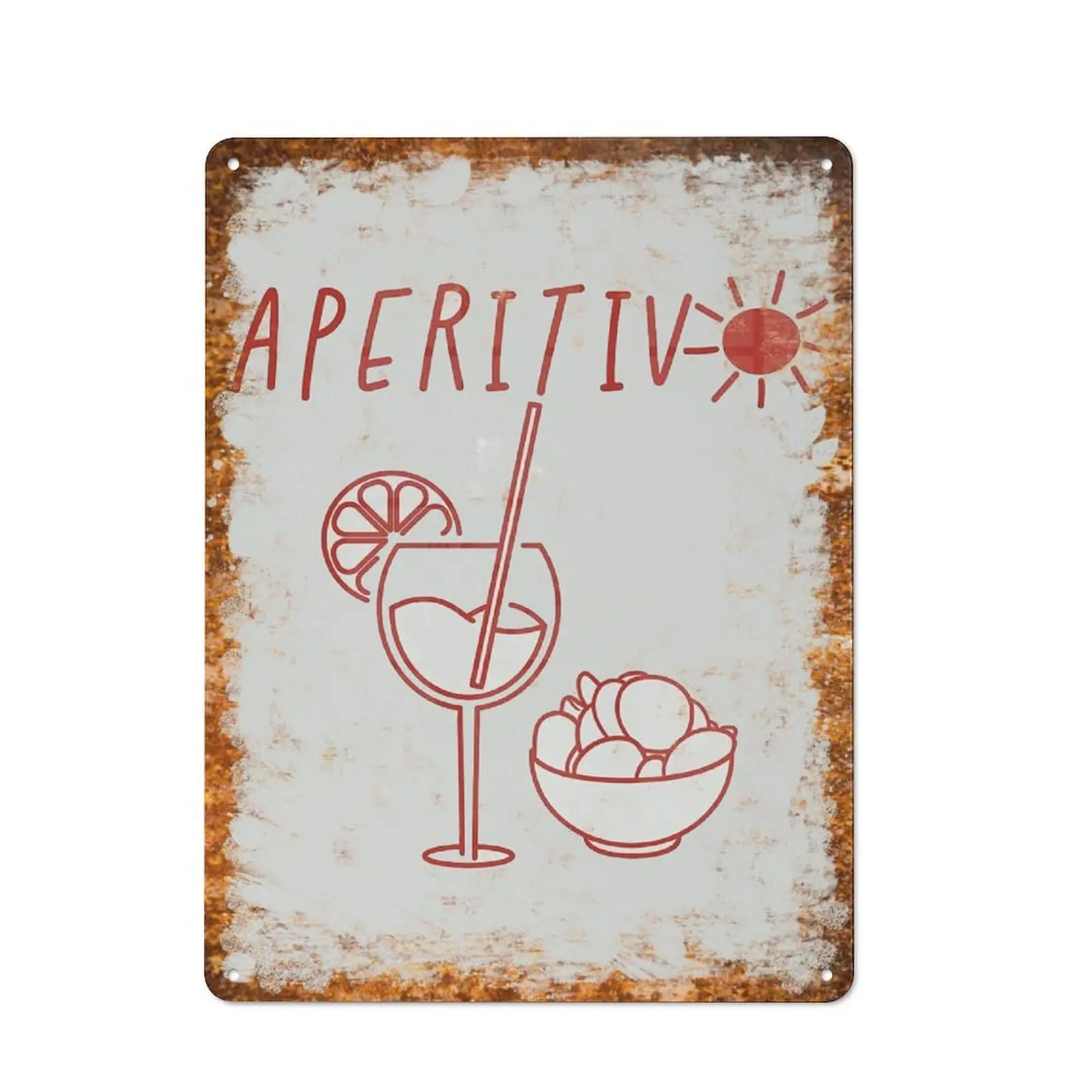 Aperitivo,Cocktail, Italian Art, Hand Drawn Drink Red This Vintage Tin Sign Is A Perfect Wall Decoration for Living Room Garden