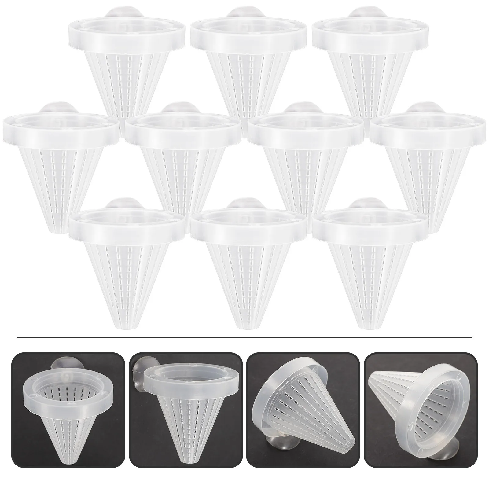

10Pcs Fish Tank Cone Feeder Red Worm Cup Suction Cup Aquarium Feeding Tool for Tropical Fish Random Color Worm Feeder