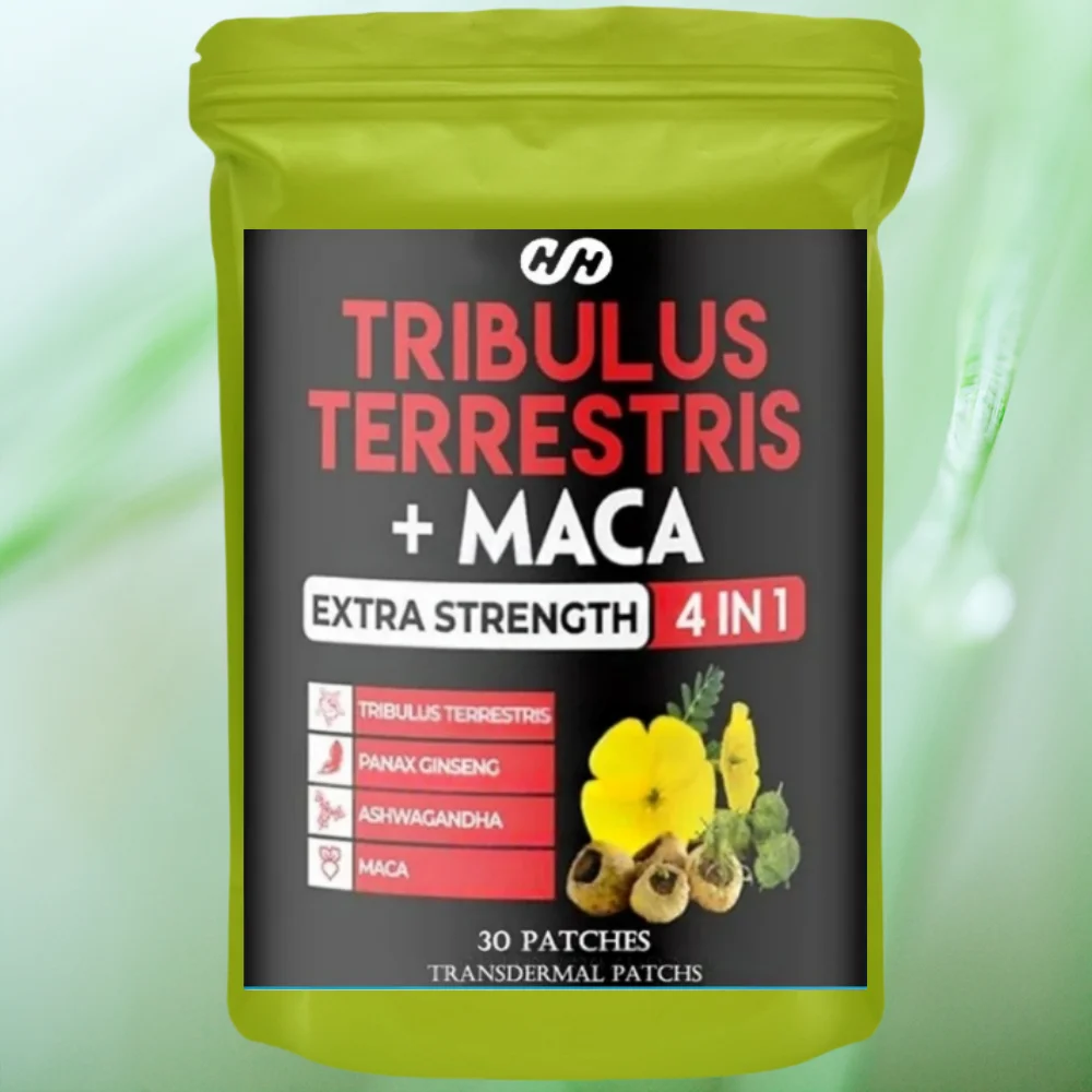 30 Parches Transdérmicos de Extracto de Tribulus Terrestris, Potenciador de Energía con Ashwagandha, Panax Ginseng y Maca