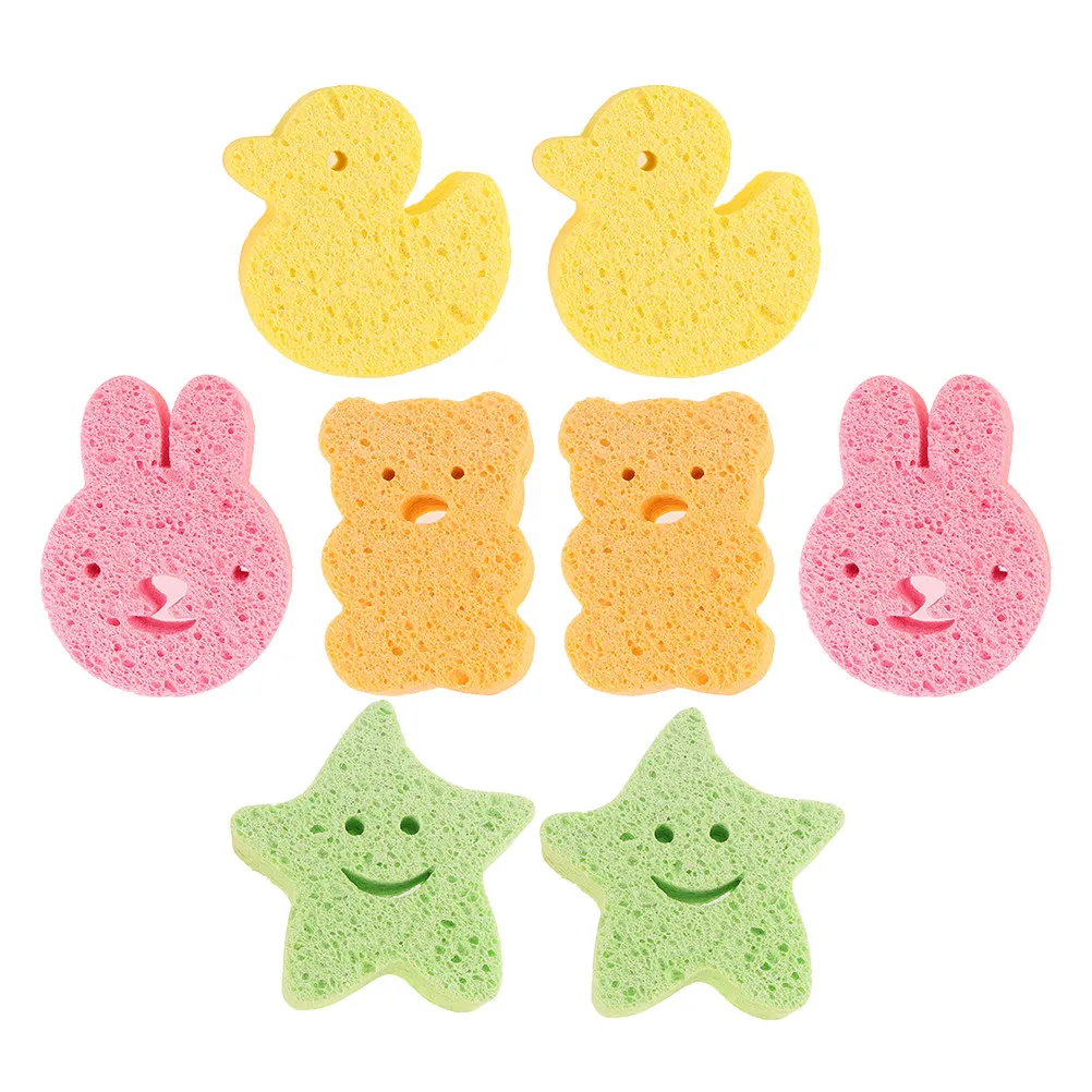 

8Pcs Baby Bath Sponge Soft Shower Sponges Natural Wood Pulp Newborn Toddler Bath Sponge Soft Gentle Cleaning for Baby