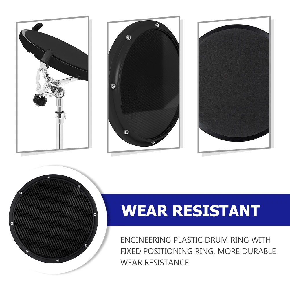 

Drum Pad Carbon Fiber Pads Drummer Basic Skills Practice Mat Dumb Supply for Beginner Black
