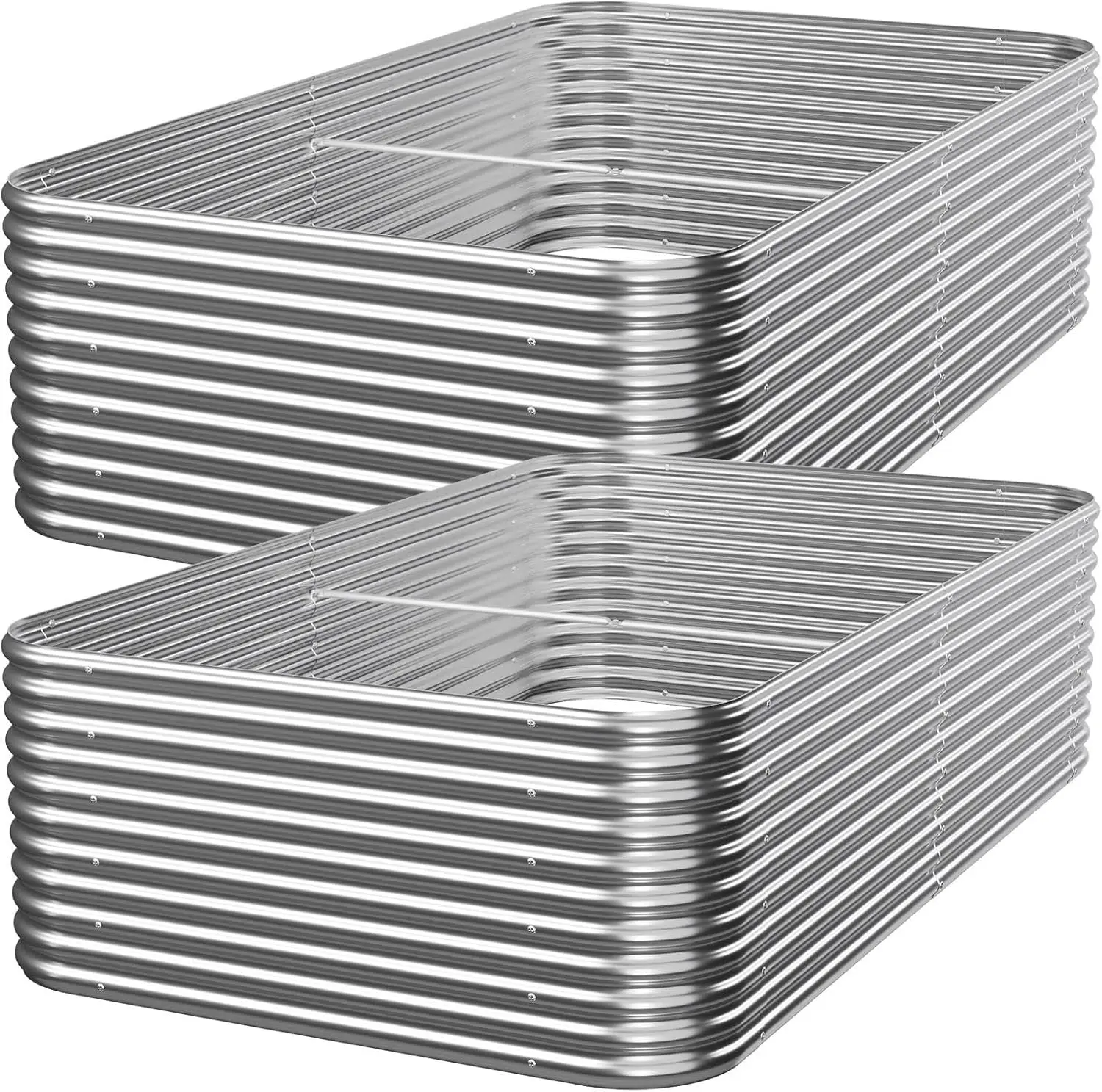 

8x3x1 Galvanized Metal Raised Garden Bed 2 Pack for Vegetables, Flowers
