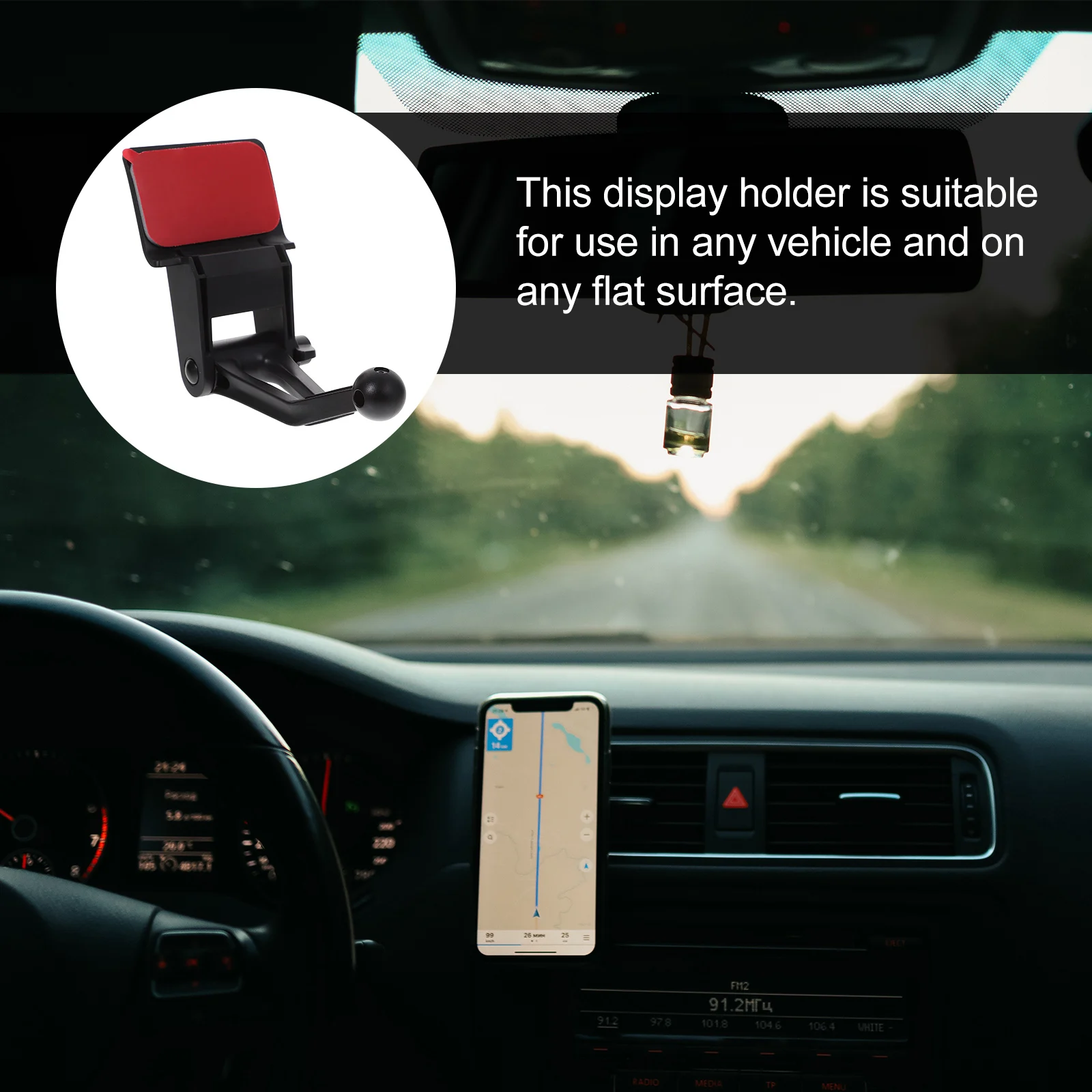

Car Mount Phone Holder 17mm Ball Head 3M Adhesive Center Console Display Compatible Smartphone Car Accessory Stand Rack