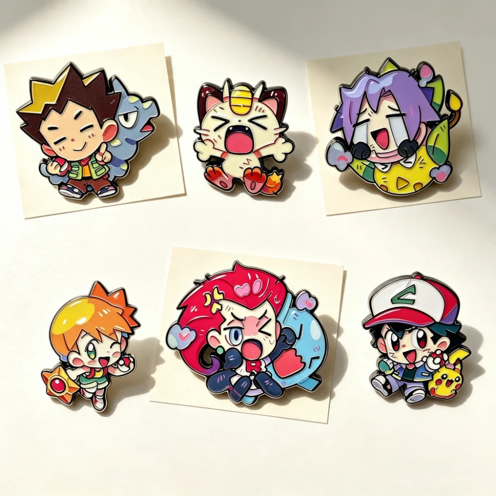 6-teiliges Set mit niedlichen Chibi-Anime-Charakter-Emaille-Ansteckern, Cartoon-Metallbroschen, dekorative Anstecknadeln für Rucksäcke, Jacken, als Geschenk – Detail 4