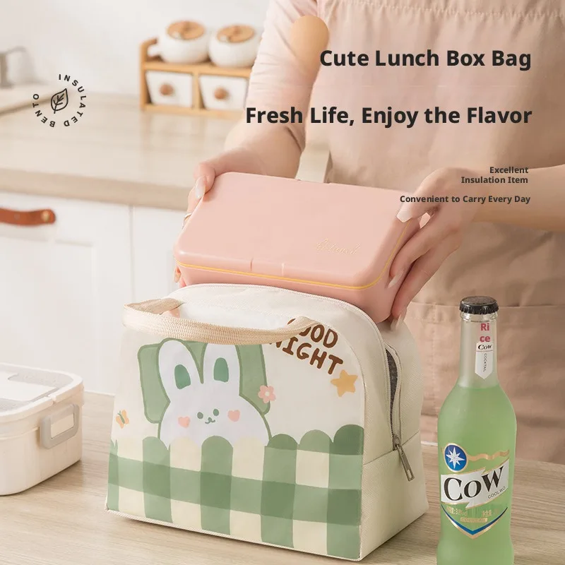 Cartoon insulated lunch bag for office workers, thickened aluminum foil for long-lasting cold and heat retention, cute lunch box