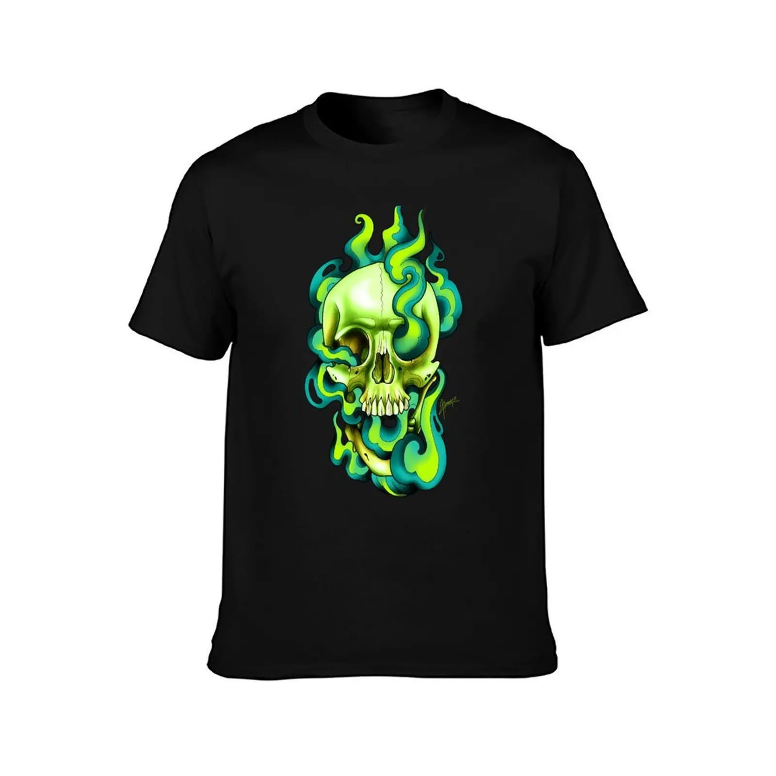 Radioactive Skull T-Shirt, Summer Casual Cotton Tee, Oversized Streetwear Tops, Vintage Graphic Print, Loose Fit Short Sleeve