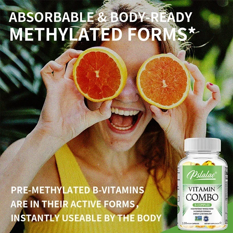 مكملات كبسولات فيتامين ب (B12، B1، B2، B3، B5، B6، B7، B9، حمض الفوليك والبيوتين) لصحة المناعة، ودعم الطاقة