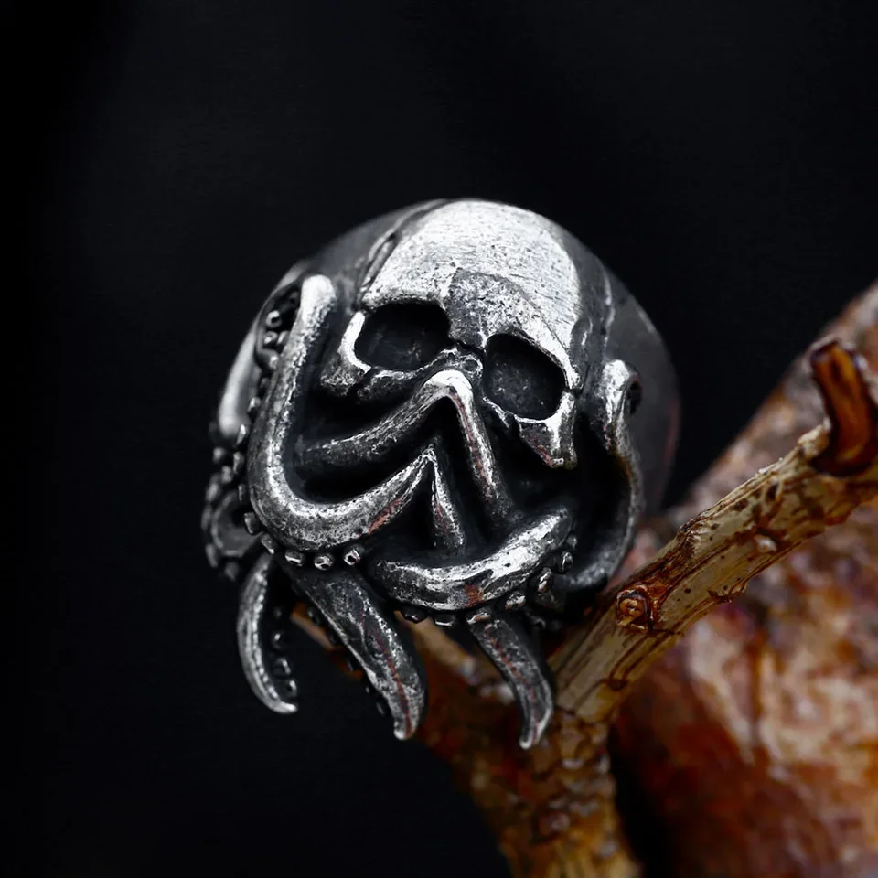 Gothic Deep Sea Monster Kraken Octopus Ring For Men Biker Stainless Steel Skull Rings Fashion Party Jewelry Gift Wholesale