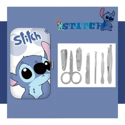 Disney-cortaúñas profesional Stitch de 7 piezas, juego de manicura de acero inoxidable, cortador de uñas, tijera, pinza para cutículas, juego de herramientas para uñas, regalo