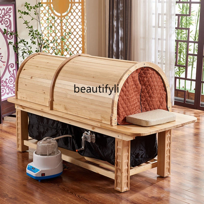 Solid Wood Moxibustion Bed Steaming Bed Whole Body Traditional Chinese Medicine Bed Massage Beauty Salon Special