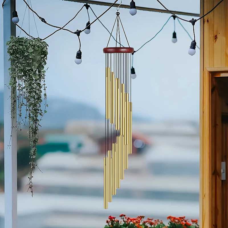 New 1piece 12 Tubes Aluminum Alloy Wind Chimes With Hook Bells Rotatable For Outside Home Wedding Party Decoration Gifts