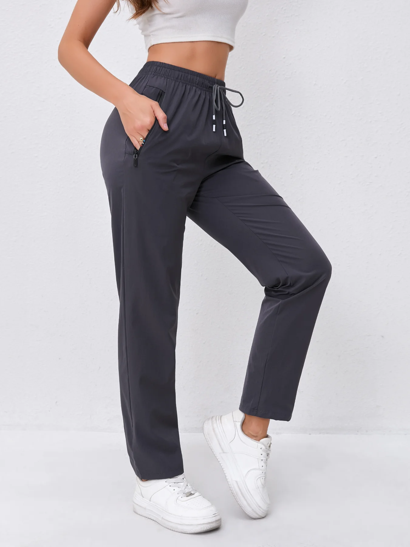 High-waist Slimming Drawstring Joggers Dual Side - Image 3