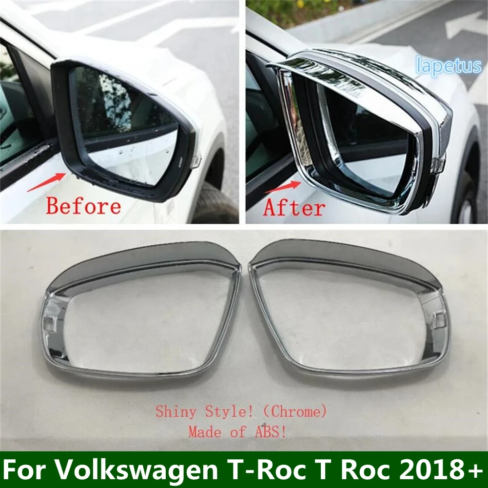 

Rearview Mirror Rain Shade Rainproof Blades Decoration Frame Cover Trim For Volkswagen T-Roc T Roc 2018 - 2024 Car Accessories