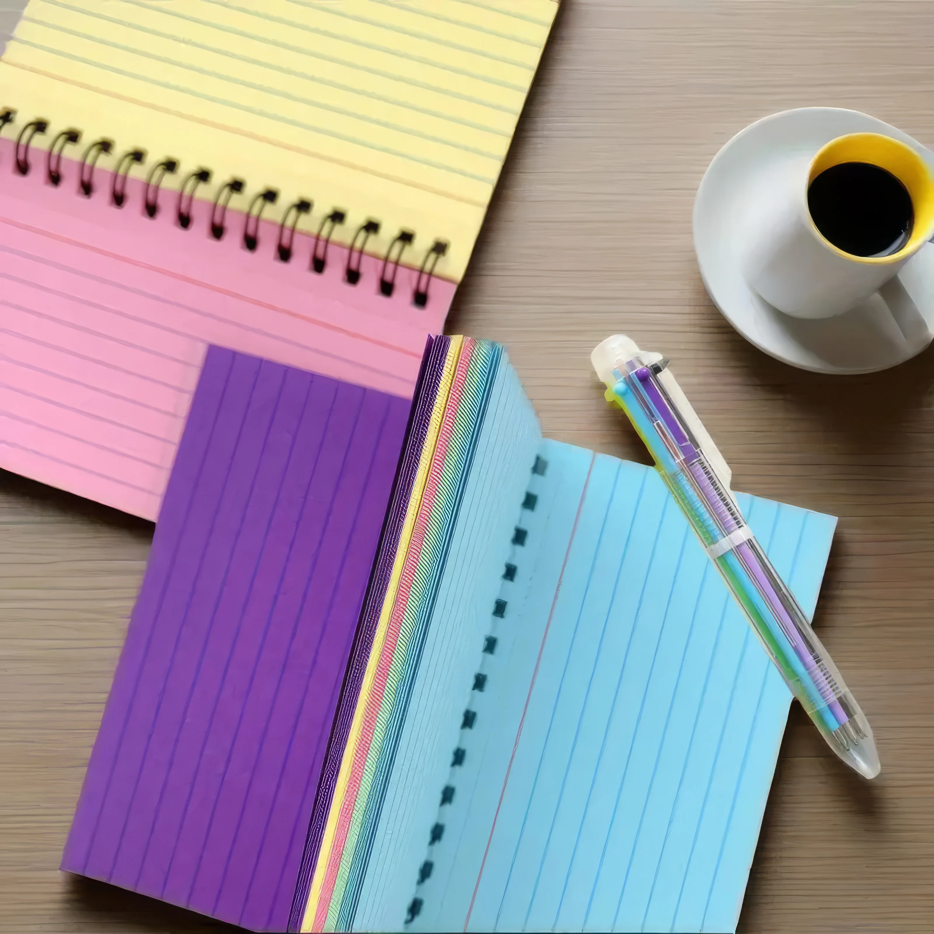 Colorful Tear-Off Card Notebook Coil-Bound with Lines for Creative Notes Office Memo Planning Portable Minimalist Design Notepad
