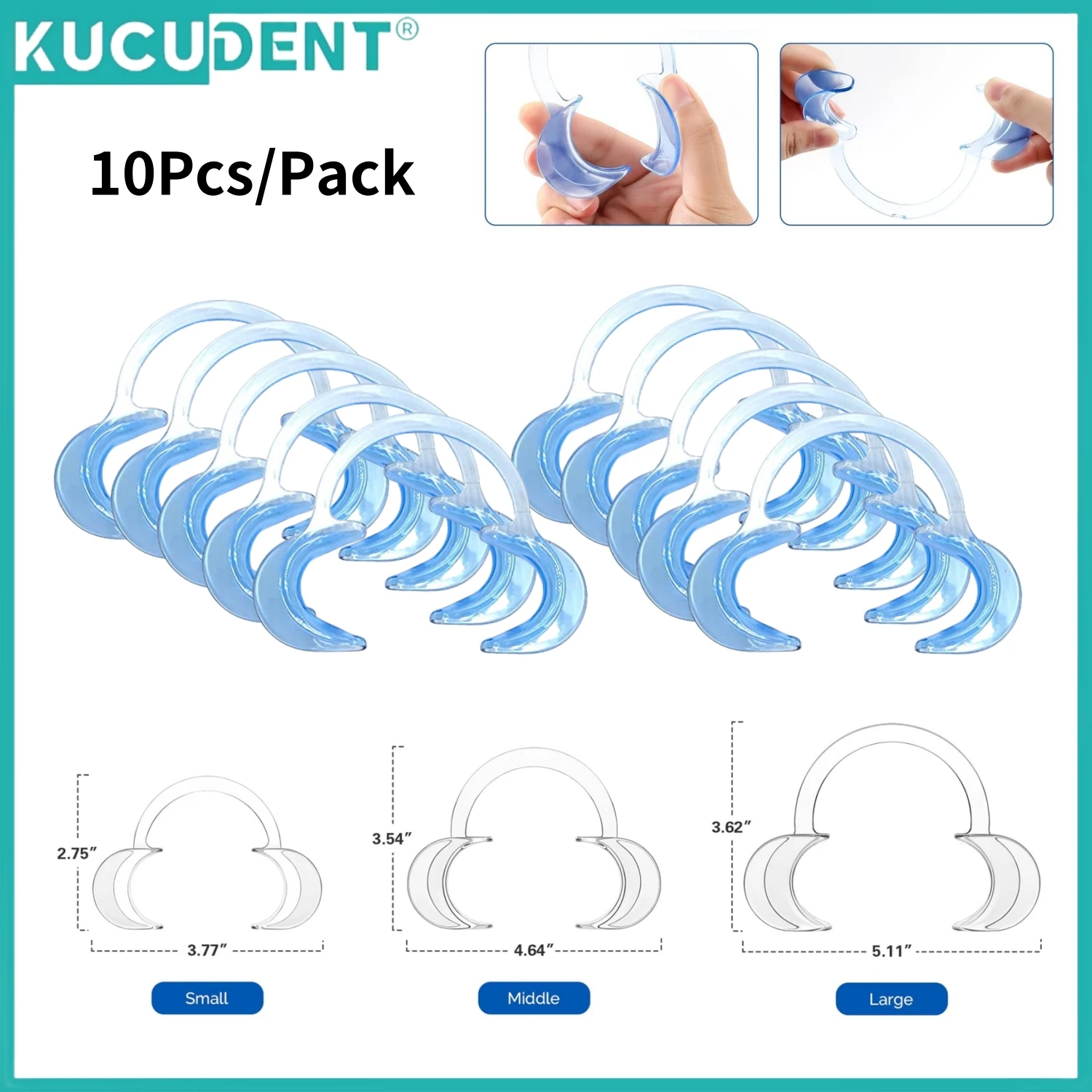 10Pcs C Shape Dental Mouth Opener Cheek Retractor Orthodontic Intraoral Spreader Dentistry Treatment Tool White/Blue