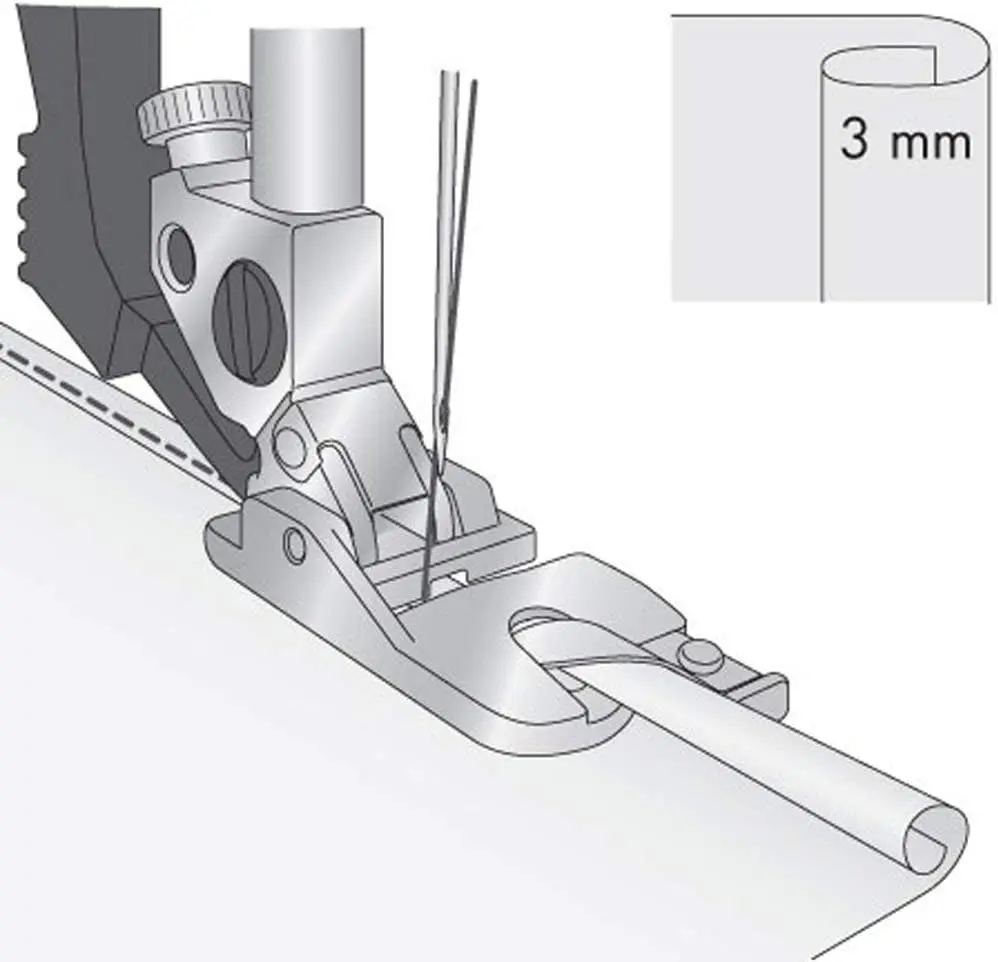 Narrow Rolled Hem Sewing Machine Presser Foot for All Low Shank Snap-On Singer Brother Babylock Euro-Pro Janome Kenmore Sewing