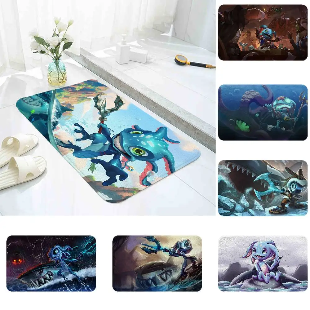 Fizz LOL League Of Legends Home Durable Floor Mat For Entrance Bedroom Washroom Bathroom Doorways Absorbent Non-Slip Foot Mats