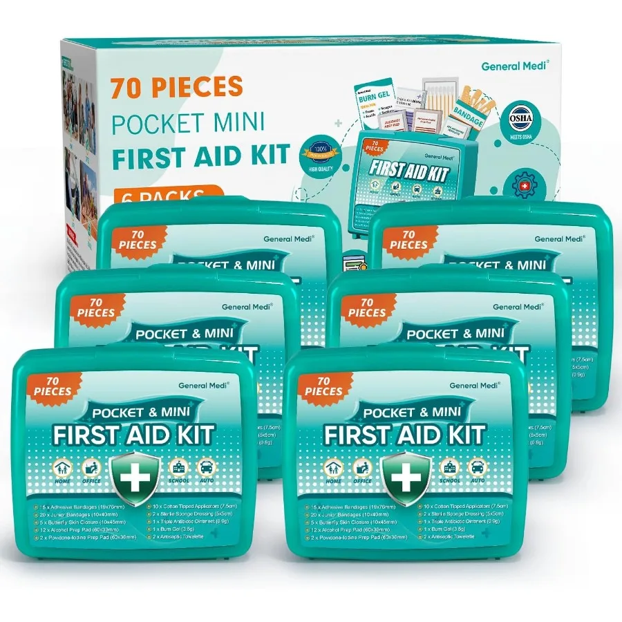 

General Medi 420 Piece First Aid Kit with 6 Individual Boxes of 70 Items Each Premium Medical Supplies Ideal for Travel Home Of