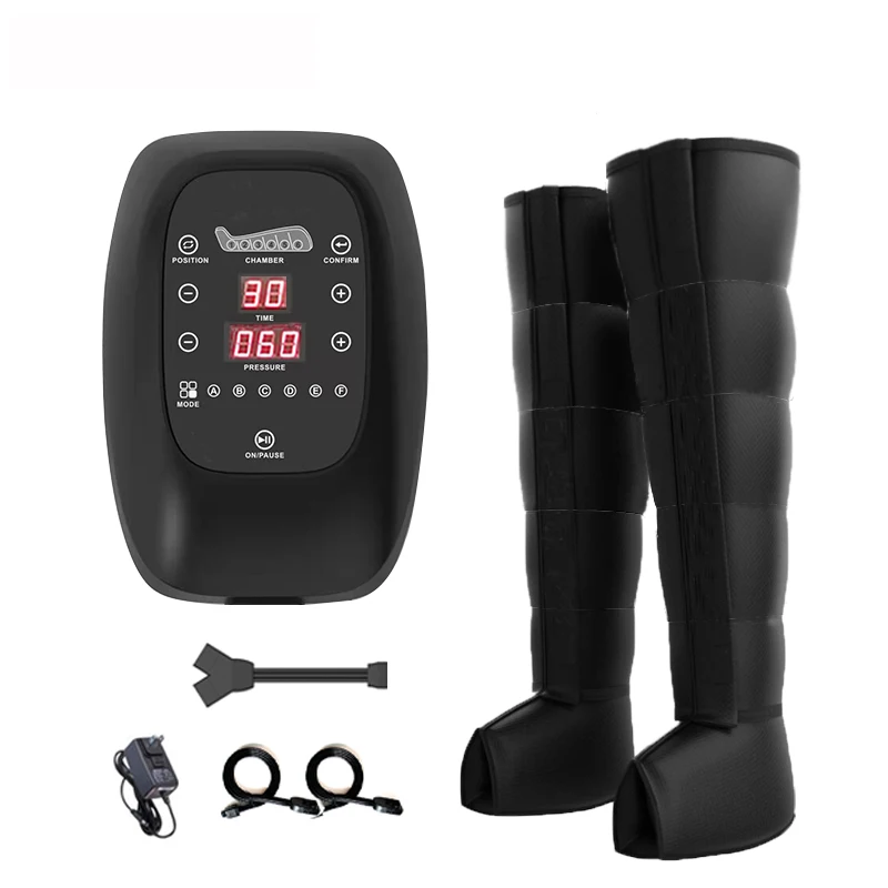 Air Compression Leg Massager With 6 Modes 6 Chambers Pneumatic Boots Lymphatic Drainage Massage Recovery Boot For Athlete